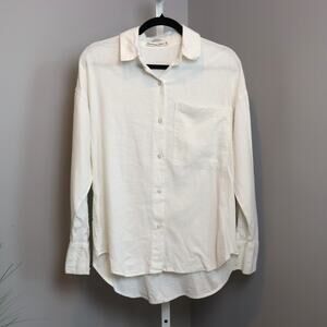Abercrombie & Fitch Oversized Button-Up Shirt Women’s XS White Linen Blend
